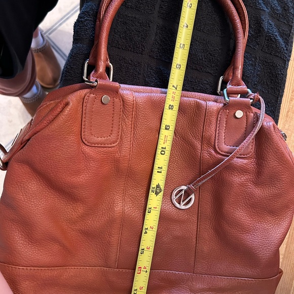 NAPPA BROWN GENUINE LEATHER MEDIUM BAG CAMEL HANDBAG DESIGNER WOMEN PURSE - Picture 7 of 10